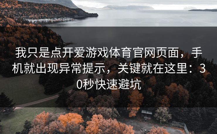 我只是点开爱游戏体育官网页面，手机就出现异常提示，关键就在这里：30秒快速避坑