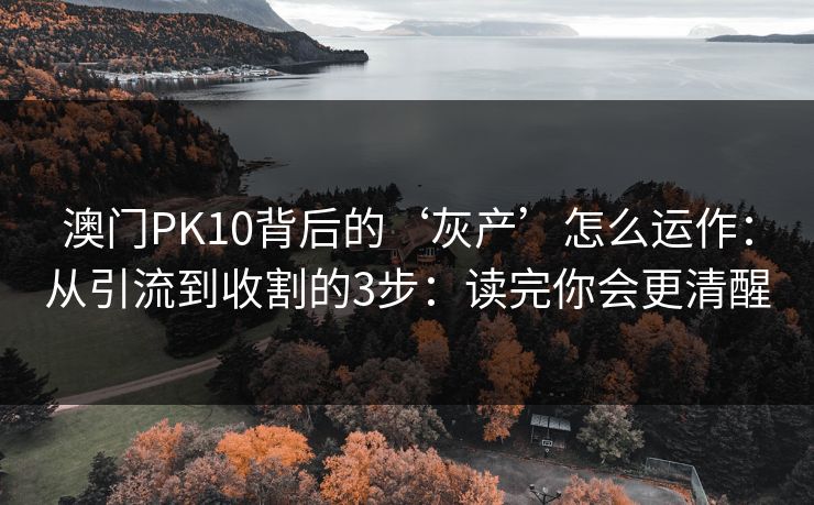 澳门PK10背后的‘灰产’怎么运作：从引流到收割的3步：读完你会更清醒