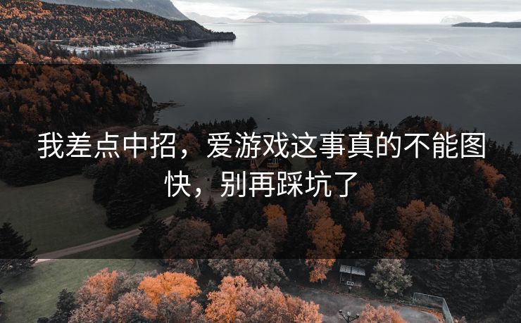 我差点中招，爱游戏这事真的不能图快，别再踩坑了